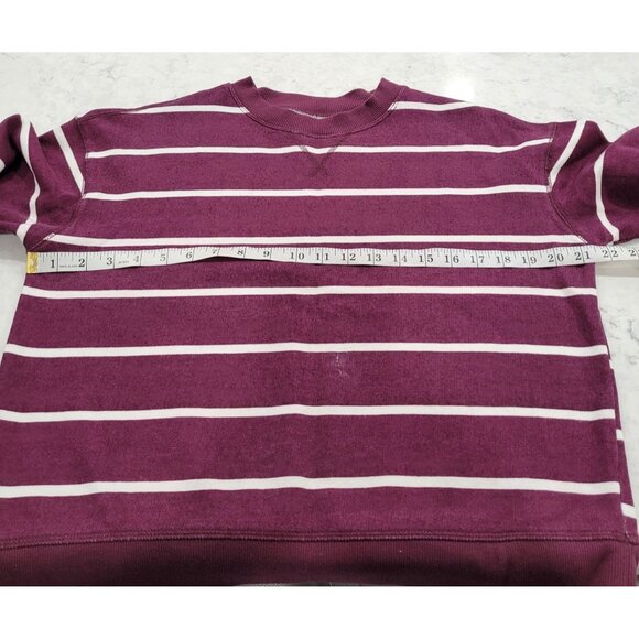 Womens SO Striped Plum & White Crewneck Soft Sweatshirt Size L - Picture 9 of 11